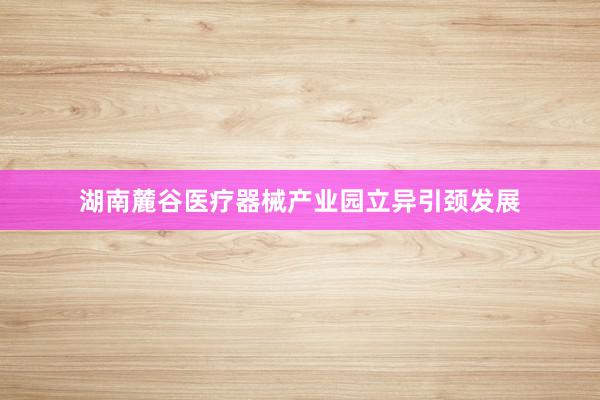 湖南麓谷医疗器械产业园立异引颈发展